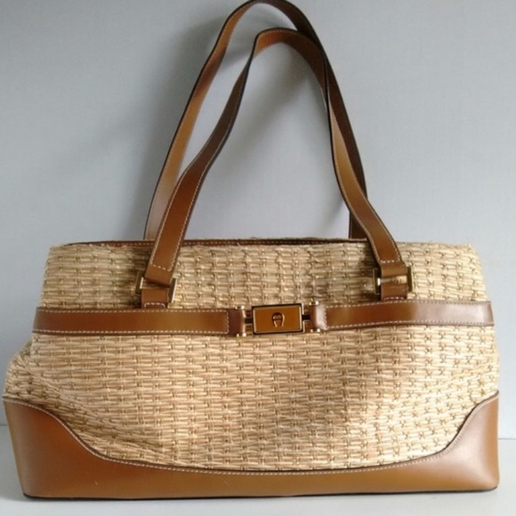 Etienne Aigner Handbags - Vintage Etienne aigner straw shoulder bag